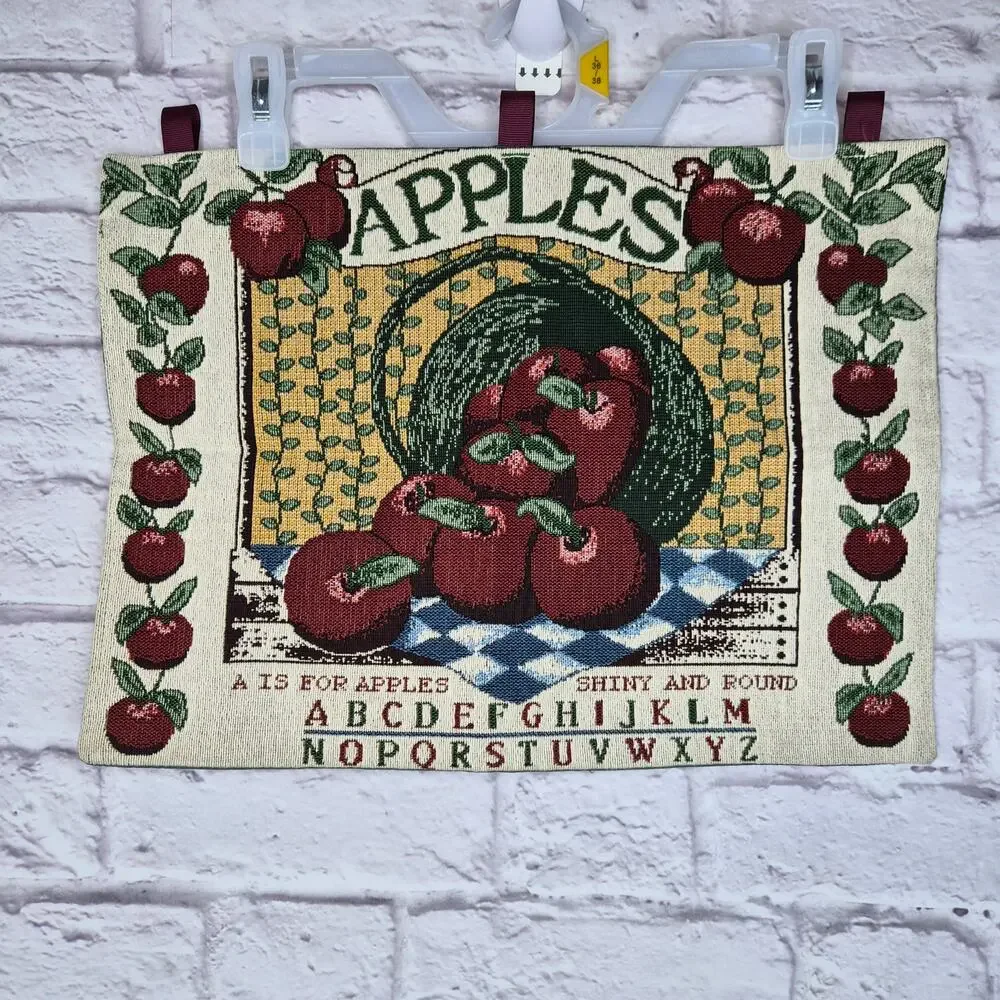 Vintage Fall Apple Tapestry Wall Hanging Cottagecore Farmhouse Country Decor 90s